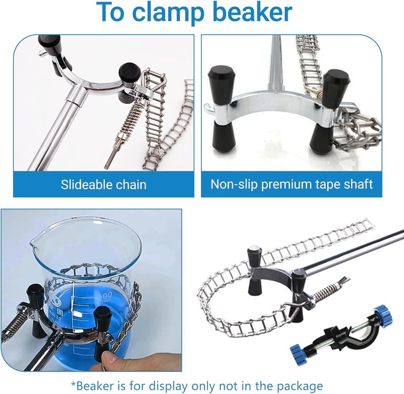 BEMAXYE Lab Chain Clamp with Adjustable Bosshead Clamp - Cylinder Holding Clip for Beakers Flasks Condensers Fixture, 40-180mm (1.6"-7") Holding Size, Set of 1 - Image 5